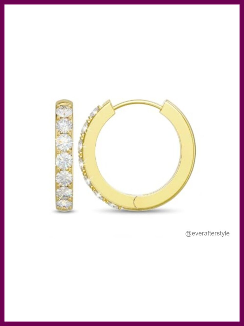 14K Gold Hoop Earrings with Cubic Zirconia for Women Lightweight Huggie Hoops